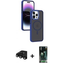 Pileli Store Pilelistore™ iPhone 15 Pro Kılıf Yörünge Klasik - Siyah 360 Mat Full Body Arka Koruyucu + Raze Metal Kamera Lens - Sh