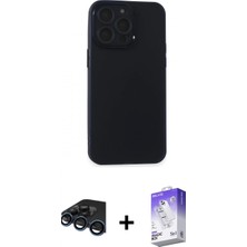 Pileli Store Pilelistore™ iPhone 15 Pro Kılıf Atlas Minimal Prime - Siyah Bilvis 5in1 3D Magic Cam Ekran Koruyucu + Raze Metal Kamera Lens - Lt