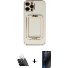 Pileli Store Pilelistore™ iPhone 12 Pro Kılıf Kozmos Minimal Prime - Siyah 3D Antistatik Hayalet Cam Ekran Koruyucu + Kamera Lens Koruma Cam - Sf