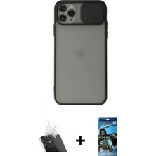 Pileli Store Pilelistore™ iPhone 11 Pro Max Kılıf Vadi Çizgi - Siyah 34D Izgaralı Cam + Kamera Lens Koruma Cam - Sf