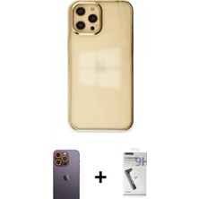 Pileli Store Pilelistore™ iPhone 12 Pro Max Kılıf Doruk Doku Prime - Şeffaf Uv Polymer Nano Ekran Koruyucu + Neon Fosforlu Kamera Lens - Sı