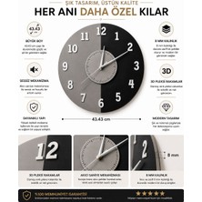 Kronoform Modern Ahşap Duvar Saati Dekoratif Sessiz Minimal Salon Mutfak Yatak Odası ve Ofis Saat