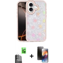 Pileli Store Pilelistore™ iPhone 16 Kılıf Odak Prime - Siyah 3D Antistatik Mat Seramik Nano Ekran Koruyucu + Raze Metal Kamera Lens - Sh
