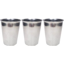 Ata Store 3 Adet Paslanmaz Çelik Krom Bardak 9 x 7,5 x 5,5cm