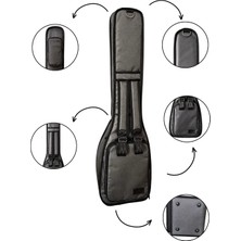 Erga Müzik Bağlama Çantası 1900 Denye Gri Su Geçirmez Pedli Soft Case Kısa Sap  Saz Kılıfı