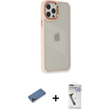 Pileli Store Pilelistore™ iPhone 12 Pro Max Kılıf Eksen Doku Prime - Şeffaf Uv Polymer Nano Ekran Koruyucu + Shine Kamera Lens Koruma Cam - Gd