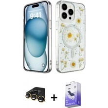 Marsilyan™- iPhone 14 Pro Max Kılıf Kozmos Doku - Siyah Bilvis 5in1 5d Magic Hayalet Cam Ekran Koruyucu + Gold Raze Metal Kamera Lens