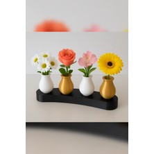Genç 3D Hediyelik Zarif Mini Vazo Seti – 4’lü Dekoratif Vazo Takımı | Minimalist Masa ve Raf Süsü