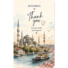 Istanbul Temalı Thank You Kartı 8x5 cm | Sipariş Teşekkür Kartı | Paket Içi Not Kartı