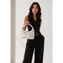 Zarena Official Stud - Kadın Troklu Zımbalı Hilal Hobo Omuz Çantası