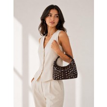 Zarena Official Stud - Kadın Troklu Zımbalı Hilal Hobo Omuz Çantası