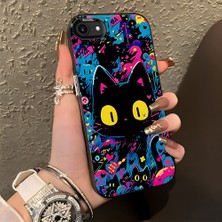 HONTINGA iPhone Se 2022 ile Uyumlu Kılıf Silikon Kenar Sert Arka Kamera Koruyucu Basitlik Anti Düşme Kamera Korumalı Kedi Desen Couple Telefon Kılıfı Kadın ve Erkek Için Uygundur K1-1328