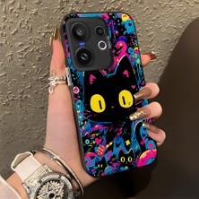 HONTINGA Vivo X200 Fe ile Uyumlu Kılıf Silikon Kenar Sert Arka Kamera Koruyucu Basitlik Anti Düşme Kamera Korumalı Kedi Desen Couple Telefon Kılıfı Kadın ve Erkek Için Uygundur K1-1328