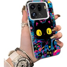 HONTINGA Oppo Find X9 Pro 5g ile Uyumlu Kılıf Silikon Kenar Sert Arka Kamera Koruyucu Basitlik Anti Düşme Kamera Korumalı Kedi Desen Couple Telefon Kılıfı Kadın ve Erkek Için Uygundur K1-1328