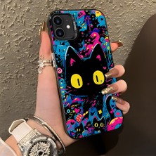 HONTINGA iPhone 12 Mini ile Uyumlu Kılıf Silikon Kenar Sert Arka Kamera Koruyucu Basitlik Anti Düşme Kamera Korumalı Kedi Desen Couple Telefon Kılıfı Kadın ve Erkek Için Uygundur K1-1328