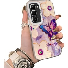 HONTINGA Infinix Hot 60I ile Uyumlu Kılıf Silikon Kenar Sert Arka Kamera Koruyucu Basitlik Anti Düşme Kamera Korumalı Kelebek Desen Couple Telefon Kılıfı Kadın ve Erkek Için Uygundur K1-1329