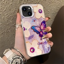 HONTINGA iPhone 13 Mini ile Uyumlu Kılıf Silikon Kenar Sert Arka Kamera Koruyucu Basitlik Anti Düşme Kamera Korumalı Kelebek Desen Couple Telefon Kılıfı Kadın ve Erkek Için Uygundur K1-1329