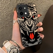 HONTINGA Vivo Y28 ile Uyumlu Kılıf Silikon Kenar Sert Arka Kamera Koruyucu Basitlik Anti Düşme Kamera Korumalı Kaplan Desen Couple Telefon Kılıfı Kadın ve Erkek Için Uygundur K1-1331