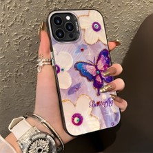 HONTINGA iPhone 13 Pro Max ile Uyumlu Kılıf Silikon Kenar Sert Arka Kamera Koruyucu Basitlik Anti Düşme Kamera Korumalı Kelebek Desen Couple Telefon Kılıfı Kadın ve Erkek Için Uygundur K1-1329