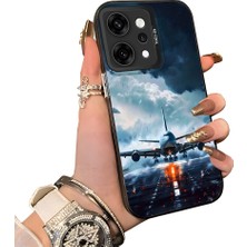 HONTINGA Oppo Reno 14 Pro 5g ile Uyumlu Kılıf Silikon Kenar Sert Arka Kamera Koruyucu Basitlik Anti Düşme Kamera Korumalı Uçak Desen Couple Telefon Kılıfı Kadın ve Erkek Için Uygundur K1-1334