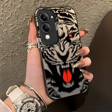 HONTINGA Vivo Y04 ile Uyumlu Kılıf Silikon Kenar Sert Arka Kamera Koruyucu Basitlik Anti Düşme Kamera Korumalı Kaplan Desen Couple Telefon Kılıfı Kadın ve Erkek Için Uygundur K1-1331