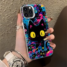 HONTINGA iPhone 13 Pro ile Uyumlu Kılıf Silikon Kenar Sert Arka Kamera Koruyucu Basitlik Anti Düşme Kamera Korumalı Kedi Desen Couple Telefon Kılıfı Kadın ve Erkek Için Uygundur K1-1328