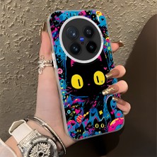 HONTINGA Vivo X200 Pro ile Uyumlu Kılıf Silikon Kenar Sert Arka Kamera Koruyucu Basitlik Anti Düşme Kamera Korumalı Kedi Desen Couple Telefon Kılıfı Kadın ve Erkek Için Uygundur K1-1328
