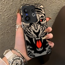 HONTINGA Vivo X200 Fe ile Uyumlu Kılıf Silikon Kenar Sert Arka Kamera Koruyucu Basitlik Anti Düşme Kamera Korumalı Kaplan Desen Couple Telefon Kılıfı Kadın ve Erkek Için Uygundur K1-1331