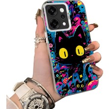 HONTINGA Oppo Reno 14 Pro 5g ile Uyumlu Kılıf Silikon Kenar Sert Arka Kamera Koruyucu Basitlik Anti Düşme Kamera Korumalı Kedi Desen Couple Telefon Kılıfı Kadın ve Erkek Için Uygundur K1-1328