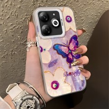 HONTINGA Infinix Smart 8 ile Uyumlu Kılıf Silikon Kenar Sert Arka Kamera Koruyucu Basitlik Anti Düşme Kamera Korumalı Kelebek Desen Couple Telefon Kılıfı Kadın ve Erkek Için Uygundur K1-1329