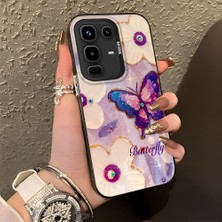 HONTINGA Infinix Note 50 4g ile Uyumlu Kılıf Silikon Kenar Sert Arka Kamera Koruyucu Basitlik Anti Düşme Kamera Korumalı Kelebek Desen Couple Telefon Kılıfı Kadın ve Erkek Için Uygundur K1-1329