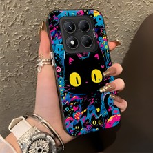 HONTINGA Xiaomi Redmi Note 14 Pro 5g ile Uyumlu Kılıf Silikon Kenar Sert Arka Kamera Koruyucu Basitlik Anti Düşme Kamera Korumalı Kedi Desen Couple Telefon Kılıfı Kadın ve Erkek Için Uygundur K1-1328