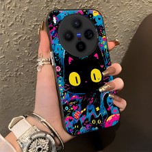 HONTINGA Vivo X300 ile Uyumlu Kılıf Silikon Kenar Sert Arka Kamera Koruyucu Basitlik Anti Düşme Kamera Korumalı Kedi Desen Couple Telefon Kılıfı Kadın ve Erkek Için Uygundur K1-1328