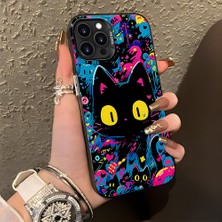 HONTINGA iPhone 13 Pro Max ile Uyumlu Kılıf Silikon Kenar Sert Arka Kamera Koruyucu Basitlik Anti Düşme Kamera Korumalı Kedi Desen Couple Telefon Kılıfı Kadın ve Erkek Için Uygundur K1-1328