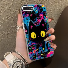 HONTINGA iPhone 7 Plus ile Uyumlu Kılıf Silikon Kenar Sert Arka Kamera Koruyucu Basitlik Anti Düşme Kamera Korumalı Kedi Desen Couple Telefon Kılıfı Kadın ve Erkek Için Uygundur K1-1328