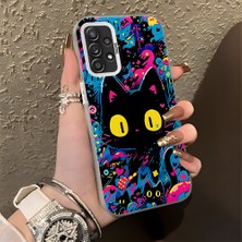 HONTINGA Samsung Galaxy A52S 5g ile Uyumlu Kılıf Silikon Kenar Sert Arka Kamera Koruyucu Basitlik Anti Düşme Kamera Korumalı Kedi Desen Couple Telefon Kılıfı Kadın ve Erkek Için Uygundur K1-1328