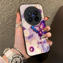 HONTINGA Vivo X200 Pro ile Uyumlu Kılıf Silikon Kenar Sert Arka Kamera Koruyucu Basitlik Anti Düşme Kamera Korumalı Kelebek Desen Couple Telefon Kılıfı Kadın ve Erkek Için Uygundur K1-1329
