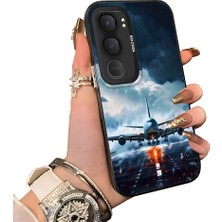 HONTINGA Vivo Y31 5g ile Uyumlu Kılıf Silikon Kenar Sert Arka Kamera Koruyucu Basitlik Anti Düşme Kamera Korumalı Uçak Desen Couple Telefon Kılıfı Kadın ve Erkek Için Uygundur K1-1334