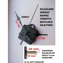 Cnr Shop Saat Mekanizması 22 mm Şaft Boyu Sessiz Çalışır Saat Makinesi Desenli Akrep-Yelkovan-Saniye-(Askılı)