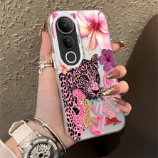 HONTINGA Vivo V50 Lite ile Uyumlu Kılıf Silikon Kenar Sert Arka Kamera Koruyucu Basitlik Anti Düşme Kamera Korumalı Leopar Desen Couple Telefon Kılıfı Kadın ve Erkek Için Uygundur K1-1330