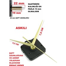 Cnr Shop Saat Mekanizması, 22 mm Şaft Sessiz Çalışır Akar, Saat Motoru Akrep-Yelkovan-Saniye-(Askılı)