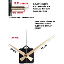 Cnr Shop Duvar Saati Mekanizması, 22 mm Şaft, Saat Mekanizma, Sessiz Çalışır Akrep-Yelkovan-Saniye-(Askılı)