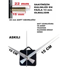 Cnr Shop Duvar Saati Mekanizması, 22 mm Şaft, Saat Mekanizma, Sessiz Çalışır Akrep-Yelkovan-Saniye-(Askılı)