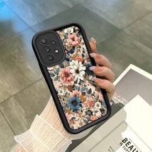 HONTINGA Samsung Galaxy A52S ile Uyumlu Kılıf Kamera Koruyucu Basitlik Anti Düşme Kamera Korumalı Çiçekli Siyah Desen Yumuşak Silikon Couple Telefon Kılıfı Kadın ve Erkek Için Uygundur K2-0623