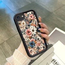 HONTINGA iPhone Se 2020 ile Uyumlu Kılıf Kamera Koruyucu Basitlik Anti Düşme Kamera Korumalı Çiçekli Siyah Desen Yumuşak Silikon Couple Telefon Kılıfı Kadın ve Erkek Için Uygundur K2-0623