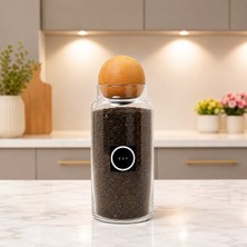 Mafa Home Ahşap Top Kapaklı Cam Saklama Kavanozu 1400 ml Çay Etiketi Hediyeli