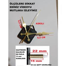 Cnr Shop Saat Mekanizması 22 mm Şaft Boyu Sessiz Çalışır Saat Makinesi Desenli Akrep-Yelkovan-Saniye-(Askılı)