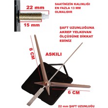 Cnr Shop Saat Mekanizması 22 mm Şaft Boyu Akar Sessiz Çalışır, Akrep-Yelkovan-Saniye-(Askılı)