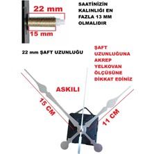 Cnr Shop 22 mm Şaft Boyu Duvar Saati Mekanizması Sessiz Çalışır Büyük Boy Akrep-Yelkovan-Saniye-(Askılı)
