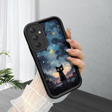HONTINGA Samsung Galaxy A34 5g ile Uyumlu Kılıf Kamera Koruyucu Basitlik Anti Düşme Kamera Korumalı Kedi Siyah Desen Yumuşak Silikon Couple Telefon Kılıfı Kadın ve Erkek Için Uygundur K2-0624